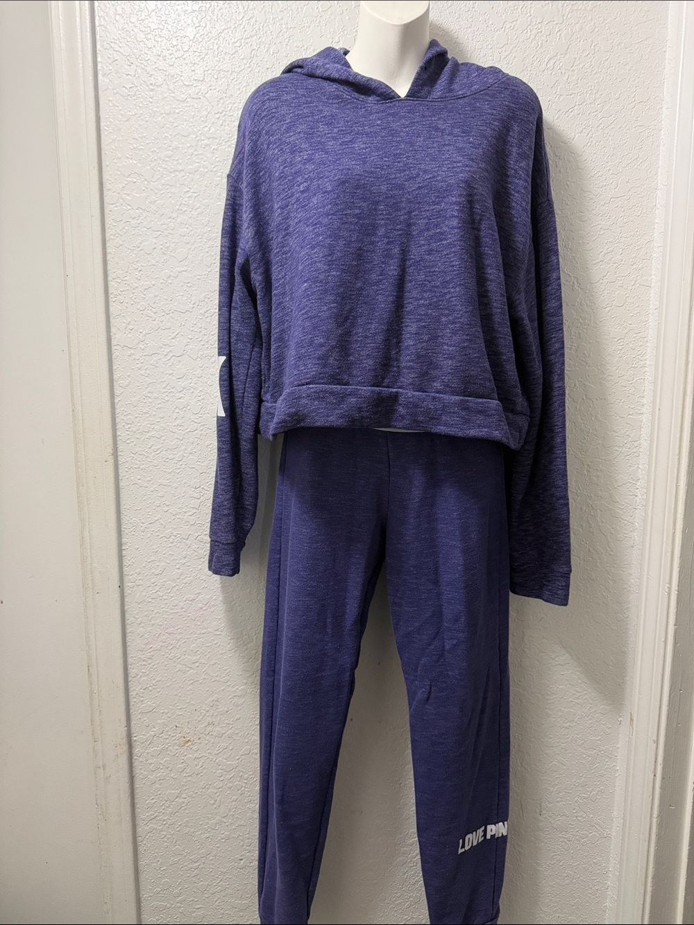 PINK Victoria's Secret Heathered Purple Hooded Lounge Set